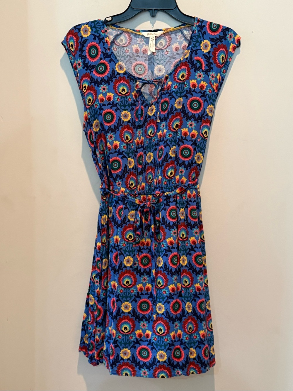 Matilda Jane Blue Multicolor Floral Tie-Waist Dress